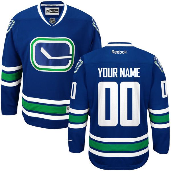 Reebok Vancouver Canucks Men Premier Alternate Custom NHL Jersey - Blue->->Custom Jersey